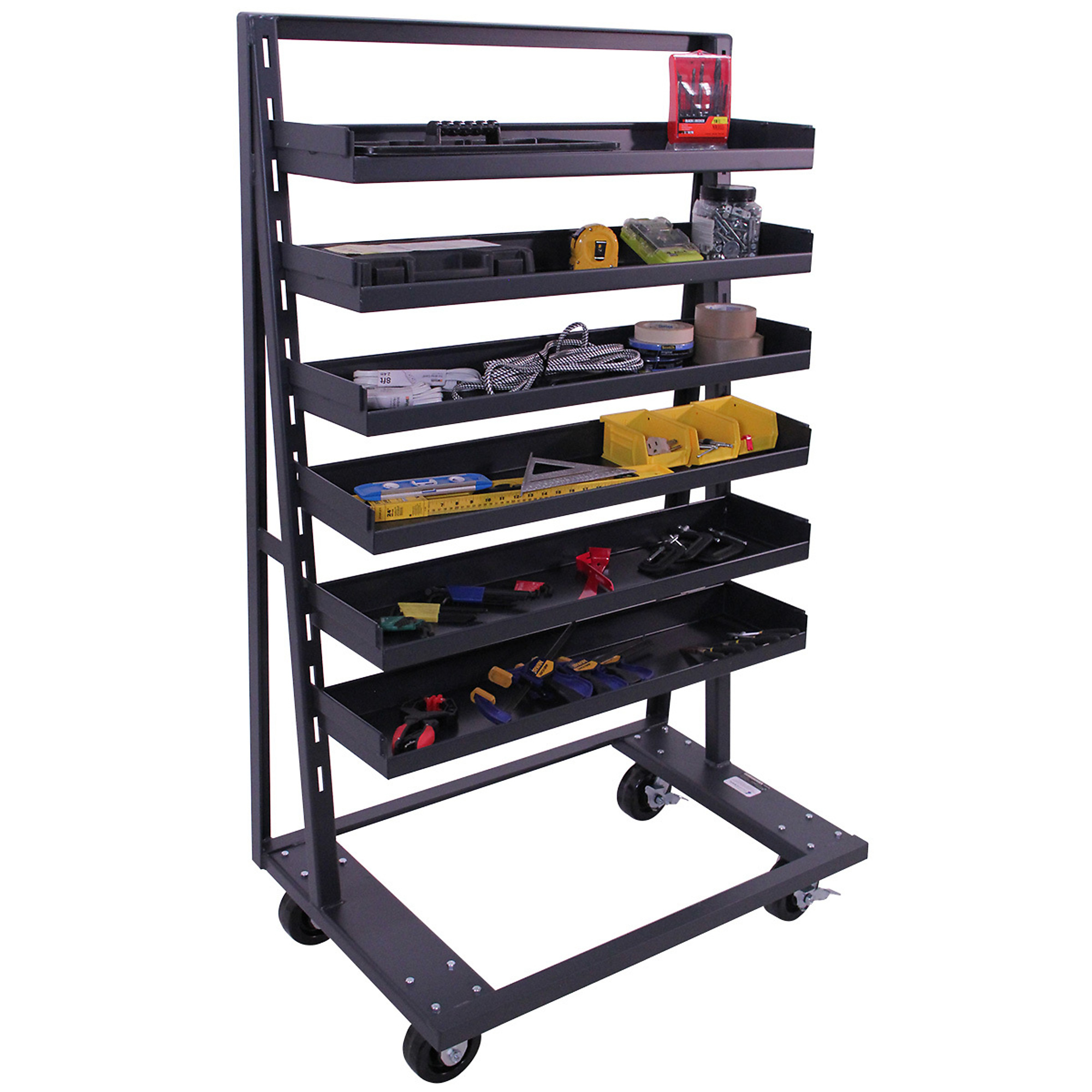 Valley Craft, Heavy Duty A-Frame Cart, 1-Sided, Total Capacity 2500 lb, Shelves (qty.) 6 Material Steel, Model# F89070VCGY